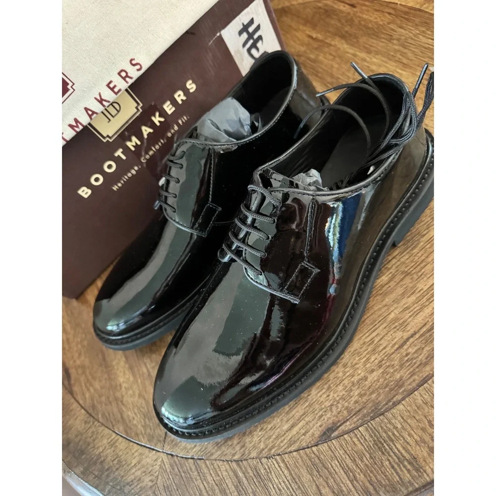 JB Bootmakers Derby Stay Shine Mens Black Patent Leather Dress Shoes 11.5 D